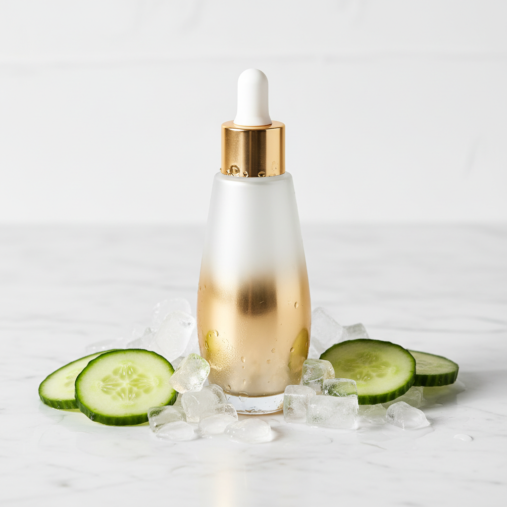 LumSkinn Brightening Eye Serum in gold and white glass bottle